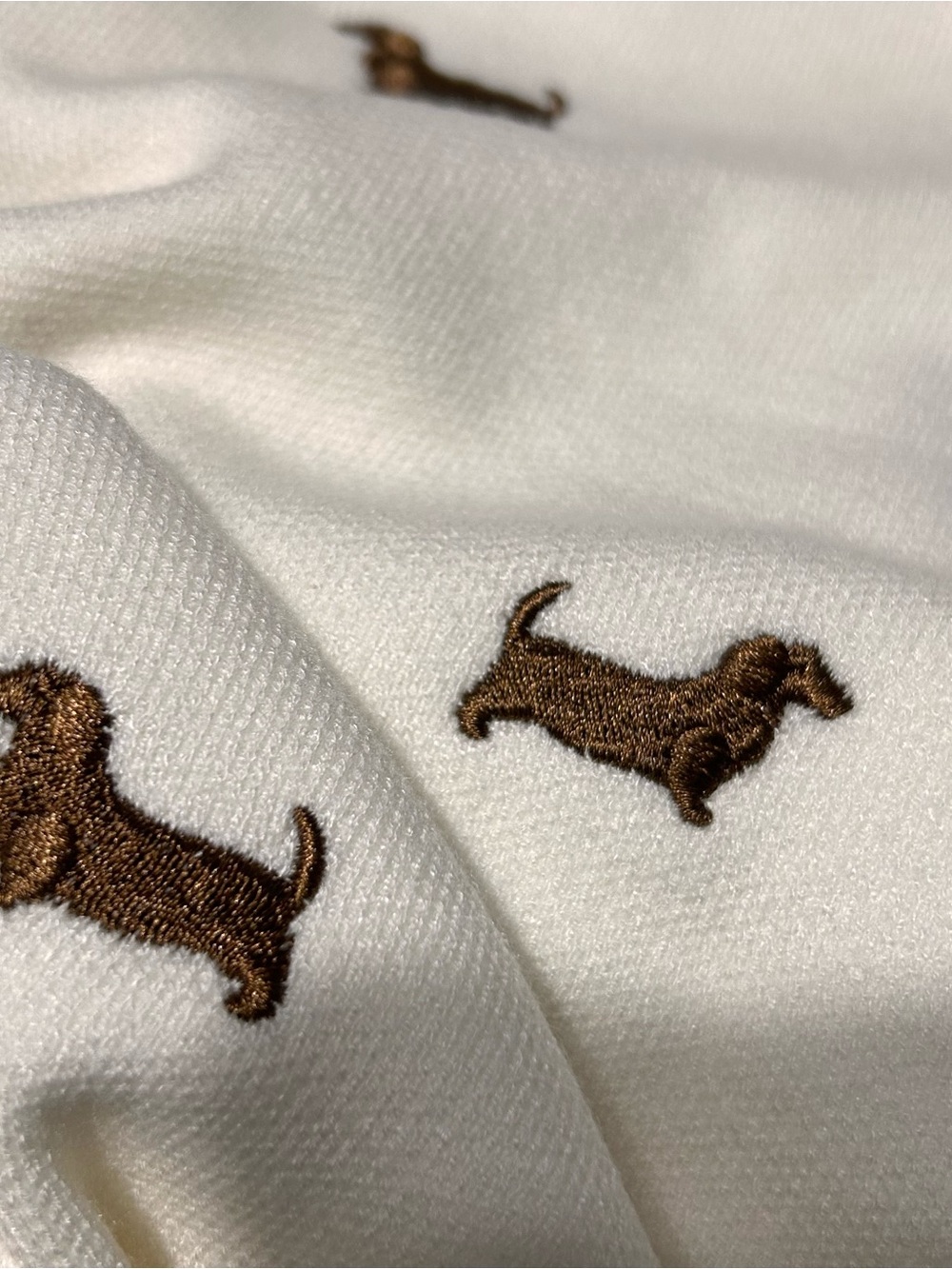 Anthropologie Cream Beige Dog Dachshund Sweater Puff Sleeve preppy old money NWT - Picture 8 of 12